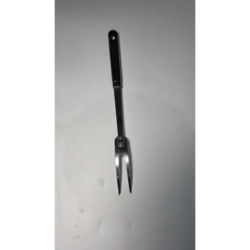 Vintage Ekco Chromium 2 Tine Meat Fork Black‎ Textured Handle 12